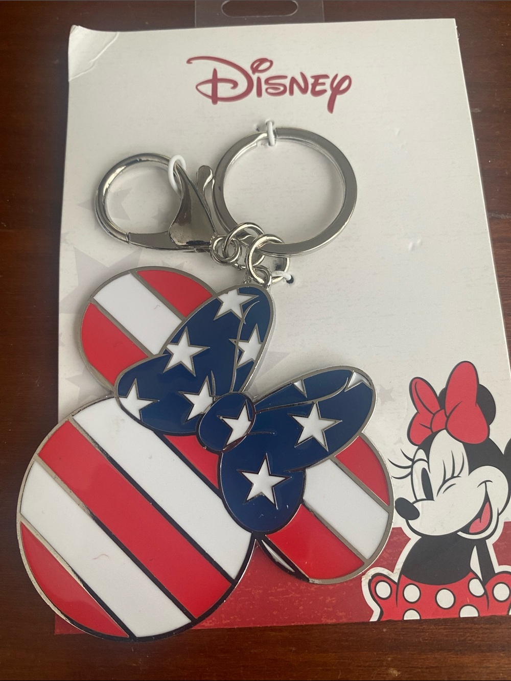 Disney Minnie Mouse patriotic bag charm Keychain, metal NWT Petfect for anytime